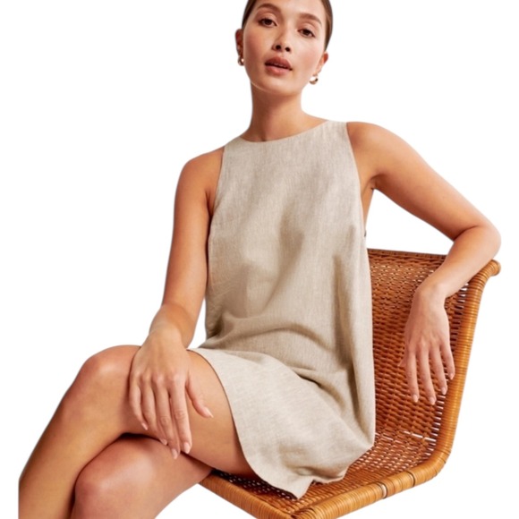 Abercrombie & Fitch Dresses & Skirts - Abercrombie Fitch Linen Cotton‎ Preppy Sleeveless Mini Dress Beige Size Medium